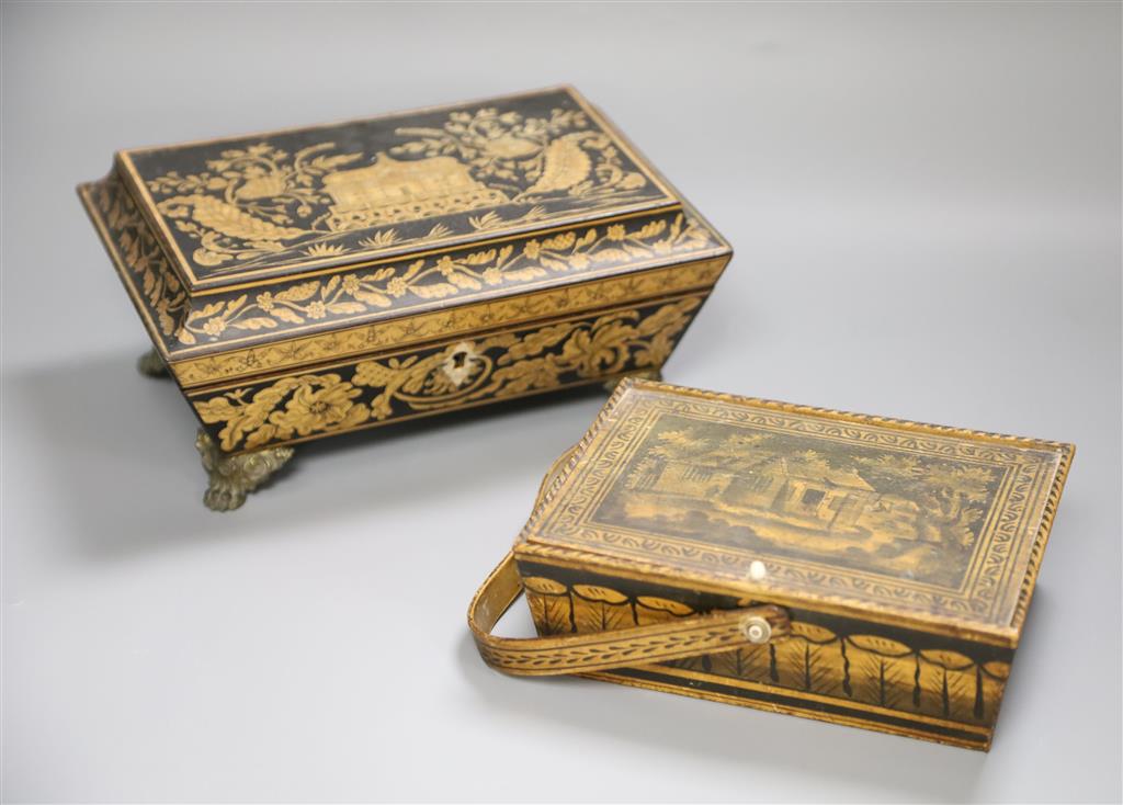 A Regency Penwork box and one other, 22cm